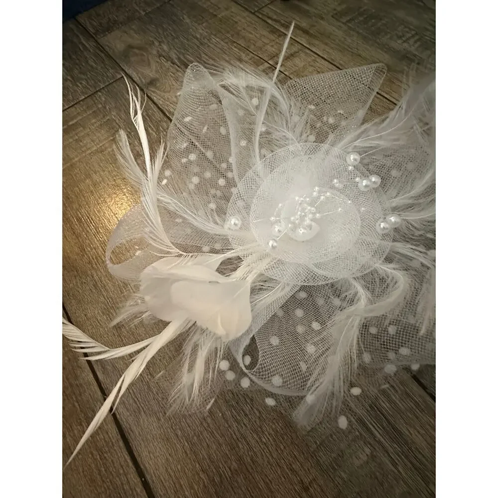 Vintage 80s headpiece veal bridal wedding hairpiece clip